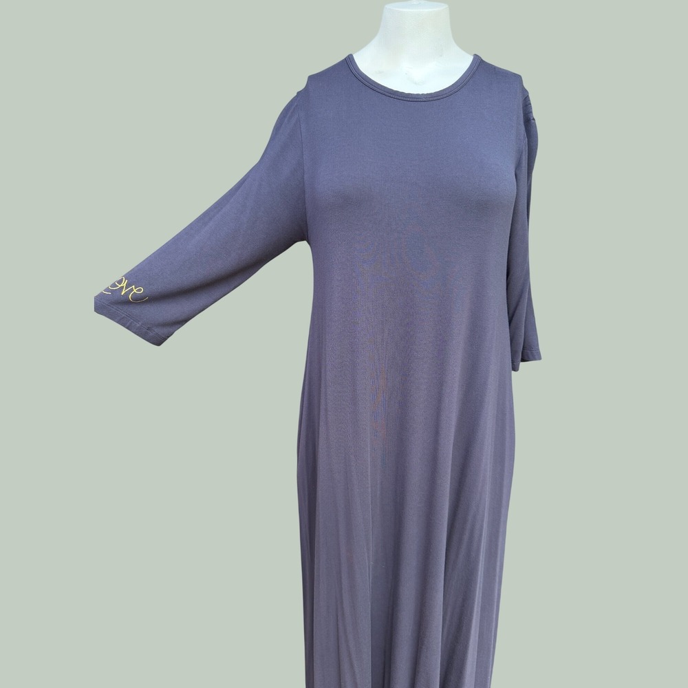 Peace Love World Maxi Dress M Grey Love Sleeve Pocket Jersey Knit Long Comfy